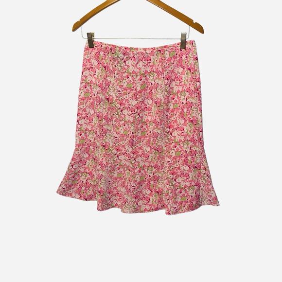 JBXR Vintage size 6 skirt pink floral print back zip flared pleated on bottom - Picture 3 of 7